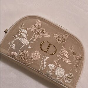 Dior Beige Floral Embroidered Women's Makeup bag. Mother’s Day limited edition